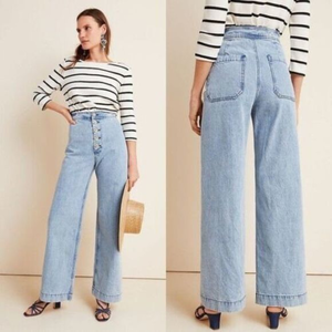 High-Waisted Light Blue Flare Jeans